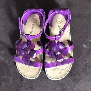 Purple girls flower sandals size 10